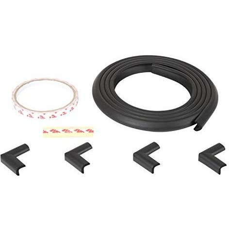 Safe-O-Kid - Unique High Density L-Shaped 2 mtr Long Mini 4 Edge Guard with 16 Corner Cushions - Black (Size Pack of 4)