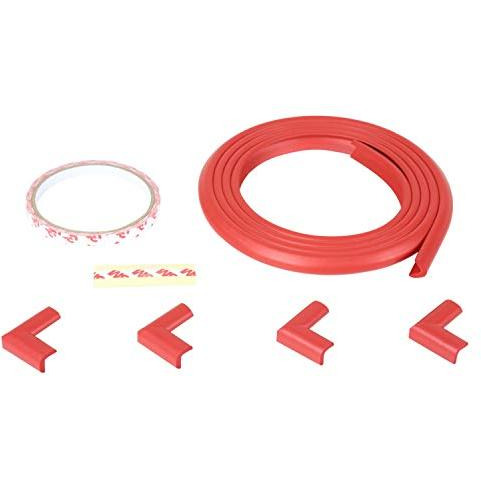 Safe-O-Kid - Unique High Density L-Shaped 2 mtr Long Mini 4 Edge Guard with 16 Corner Cushions - Red (Size Pack of 4)