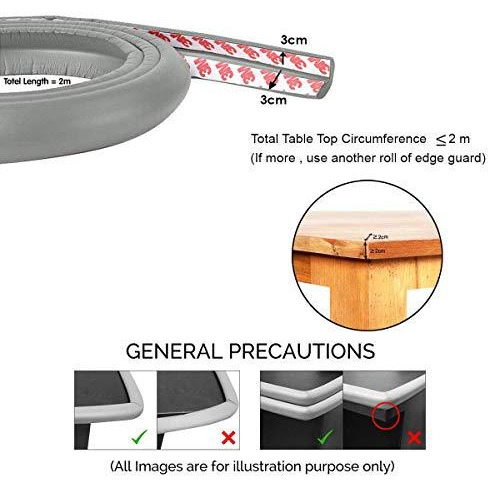 Safe-O-Kid - Unique High Density L-Shaped 2 mtr Long Large 1 Edge Guard Strips - Grey (Size Pack of 1)