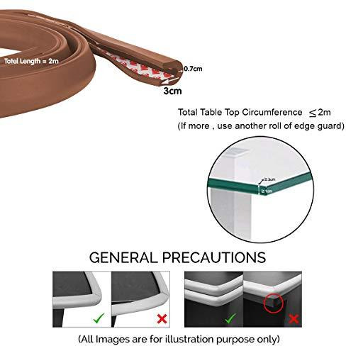 Safe-O-Kid - Unique High Density 2 mtr Long U - Shaped 4 Edge Guard Strips - Brown (Size Pack of 4)