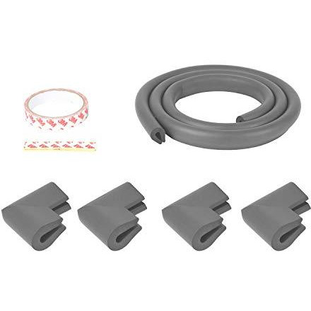 Safe-O-Kid - Unique High Density 2 mtr Long U - Shaped 1 Edge Guards with 4 Corner Cushions - Grey (Size Pack of 1)