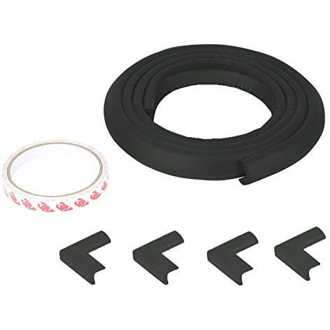 Safe-O-Kid- Unique High Density L-Shaped 2 mtr Long Edge Guards with 8 Corner Cushions-(Pack of 2), Black (Size Pack of 2)