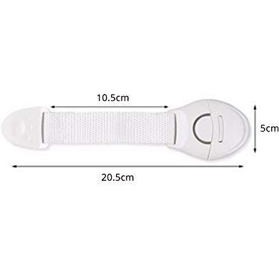 Safe-O-Kid - Pack of 16 - Extra Flexible Fabric, One Side Open Long Multi-Purpose Child Safety Lock - White