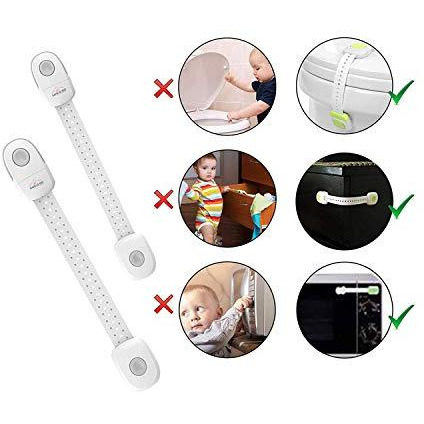 Safe-O-Kid 1 Child Safety Lock Strap/Latch for Baby Proofing, Multipurpose, Easily Adjustable & High Quality, Grey, Pack of 1 (Size Pack of 1)