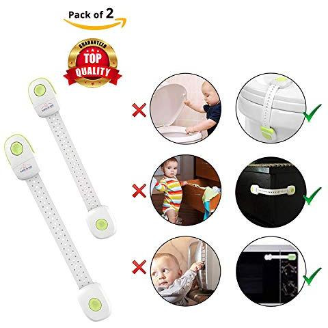Safe-O-Kid- 2- High Quality Strong Multipurpose Lock, Dual Color Cabinet/Drawer Lock- Green (Size Pack of 2)
