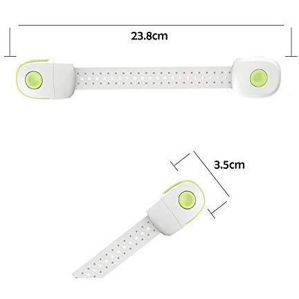 Safe-O-Kid- 2- High Quality Strong Multipurpose Lock, Dual Color Cabinet/Drawer Lock- Green (Size Pack of 2)