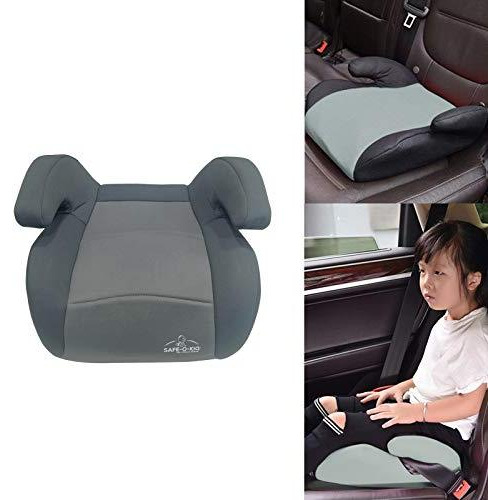 Safe-O-Kid Premium Quality Backless Car Booster Seat, Travel Friendly, Plush Padding Car Booster Seat for Kids- Grey & Black