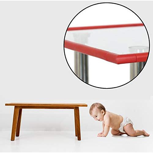 Safe-O-Kid- Pack of 2, Safety from Head Injury- Unique High Density L-Shaped 2 mtr Long Mini 2 Edge Guards with 8 Corner Cushions - RED