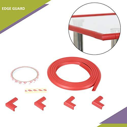 Safe-O-Kid- Pack of 2, Safety from Head Injury- Unique High Density L-Shaped 2 mtr Long Mini 2 Edge Guards with 8 Corner Cushions - RED