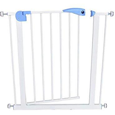 Safe-O-Kid- Pure Metal, 75-85 cm Adjustable Child Safety Stair Barrier/Railing, Two Way Auto-Close Safety Gates- Blue & White
