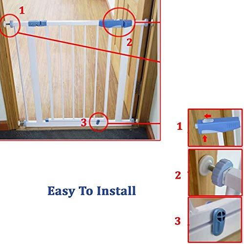 Safe-O-Kid- Pure Metal, 75-85 cm Adjustable Child Safety Stair Barrier/Railing, Two Way Auto-Close Safety Gates- Blue & White