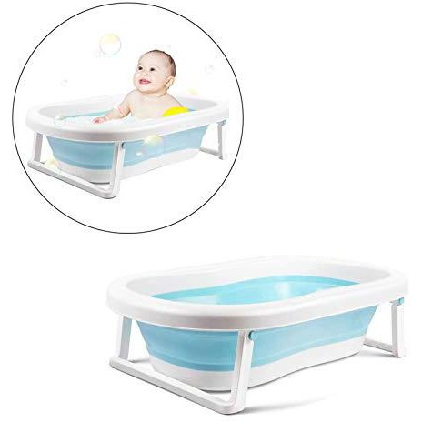 Safe-O-Kid Premium Quality, Anti-Slip Foldable Infant Bathtub, Portable Travel Friendly, Foldable Shower Pool for Kids- (0-3 Years), Blue (Size Pack of 1)