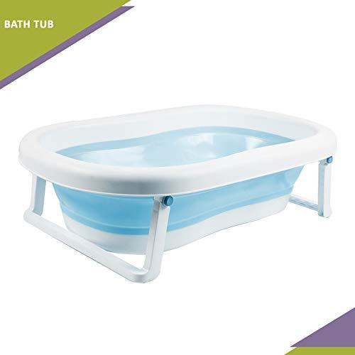 Safe-O-Kid Premium Quality, Anti-Slip Foldable Infant Bathtub, Portable Travel Friendly, Foldable Shower Pool for Kids- (0-3 Years), Blue (Size Pack of 1)