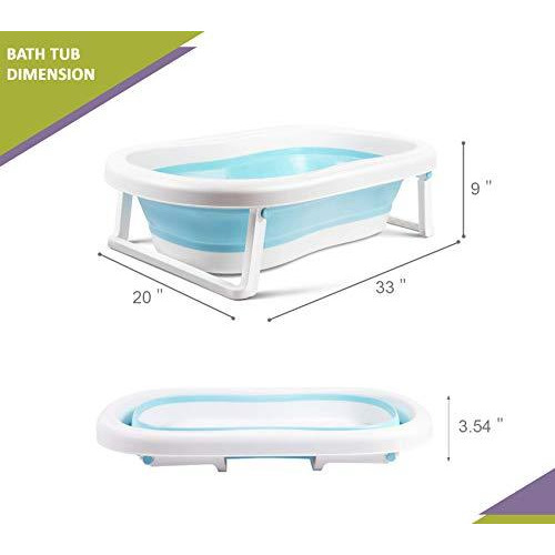 Safe-O-Kid Premium Quality, Anti-Slip Foldable Infant Bathtub, Portable Travel Friendly, Foldable Shower Pool for Kids- (0-3 Years), Blue (Size Pack of 1)