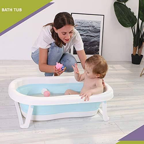 Safe-O-Kid Premium Quality, Anti-Slip Foldable Infant Bathtub, Portable Travel Friendly, Foldable Shower Pool for Kids- (0-3 Years), Blue (Size Pack of 1)