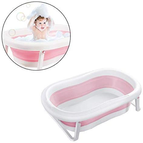 Safe-O-Kid Premium Quality, Anti-Slip Foldable Infant Bathtub, Portable Travel Friendly, Foldable Shower Pool for Kids- (0-3 Years), Pink (Size Pack of 1)