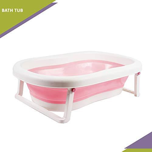 Safe-O-Kid Premium Quality, Anti-Slip Foldable Infant Bathtub, Portable Travel Friendly, Foldable Shower Pool for Kids- (0-3 Years), Pink (Size Pack of 1)