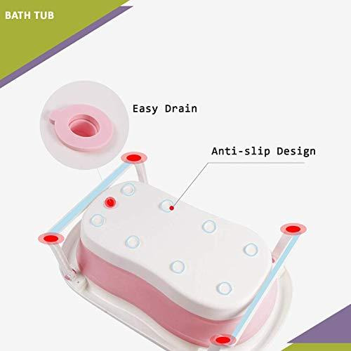 Safe-O-Kid Premium Quality, Anti-Slip Foldable Infant Bathtub, Portable Travel Friendly, Foldable Shower Pool for Kids- (0-3 Years), Pink (Size Pack of 1)