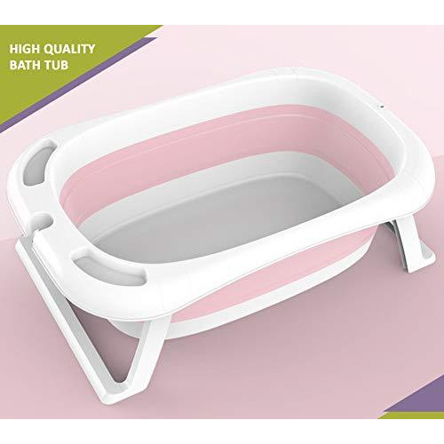 Safe-O-Kid Premium Quality, Digital (Temperature Sensor Time Reading) Bath tub, Portable Travel Friendly Bath tub, Foldable Shower Pool for Kids- (0-3 Years), Pink (Size Pack of 1)