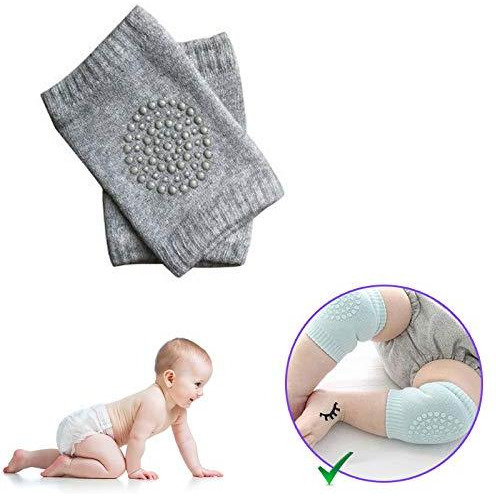 Safe-O-Kid- Pack of 3- Crawling Baby, Toddler, Infant Anti-Slip Elbow and Knee Pads/Guards-Grey (Size Pack of 3)