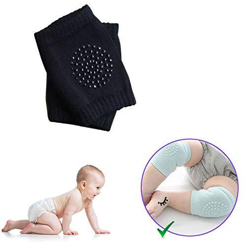 Safe-O-Kid- Pack of 1- Crawling Baby, Toddler, Infant Anti-Slip Elbow and Knee Pads/Guards-Black (Size Pack of 1)