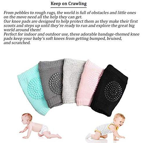 Safe-O-Kid- Pack of 1- Crawling Baby, Toddler, Infant Anti-Slip Elbow and Knee Pads/Guards-Black (Size Pack of 1)