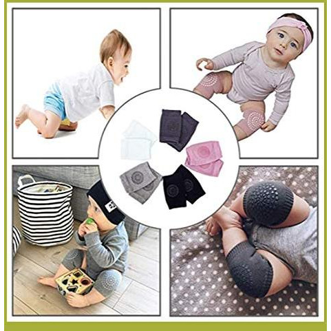Safe-O-Kid- Pack of 3- Crawling Baby, Toddler, Infant Anti-Slip Elbow and Knee Pads/Guards-Dark Grey (Size Pack of 3)