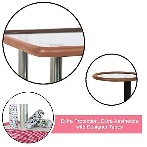Safe-O-Kid - Unique High Density 2 mtr Long U - Shaped 2 Edge Guards with 8 Corner Cushions - Brown (Size Pack of 2)