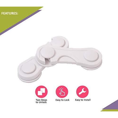 Safe-O-Kid Pack of 1- Finger Injury Safety -Durable, Elegant Child Safety Cabinet Lock- White (Size Pack of 1)