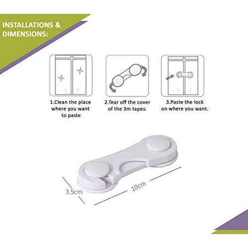 Safe-O-Kid Pack of 1- Finger Injury Safety -Durable, Elegant Child Safety Cabinet Lock- White (Size Pack of 1)