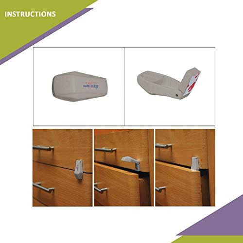 Safe-O-Kid- Pack of 8 - Reliable Auto Mechanism Drawer Finger Pinch Door Guard- Grey (Size Pack of 8)