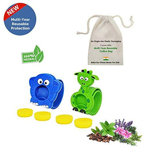 Safe-O-Kid Pack of 2GIFFY & APPU Mosquito Repellent Band with 4 Refills and 6 Free Anti Mosquito Patches- Highly Effective Bands by SafeOMos (Size Pack of 2)