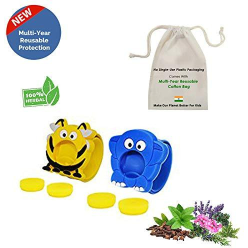 Safe-O-Kid Pack of 2APPU & Madhu Reusable Mosquito Repellent Band with 4 Refills and 6 Free Anti Mosquito Patches (Size Pack of 2)
