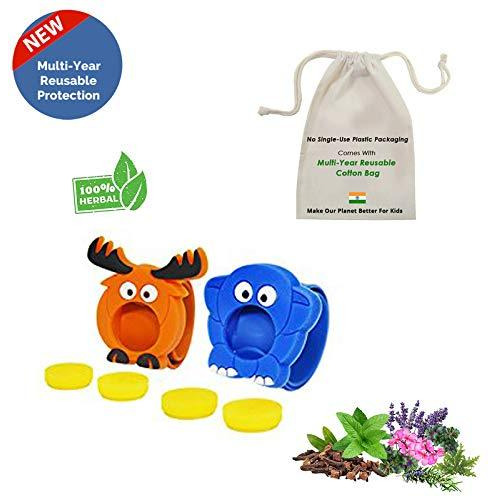 Safe-O-Kid Pack of 2APPU & RENDO Multi Year Reusable Mosquito Repellent Band with 4 Refills and 6 Free Anti Mosquito Patches (Size Pack of 2)
