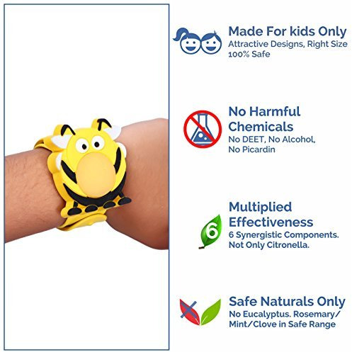Safe-O-Kid - Pack of 4- Reusable for Years Football & Madhu & Baseball & Tweety Mosquito Repellent Band with 8 Refills and 6 Free Anti Mosquito Patches (Size Pack of 4)