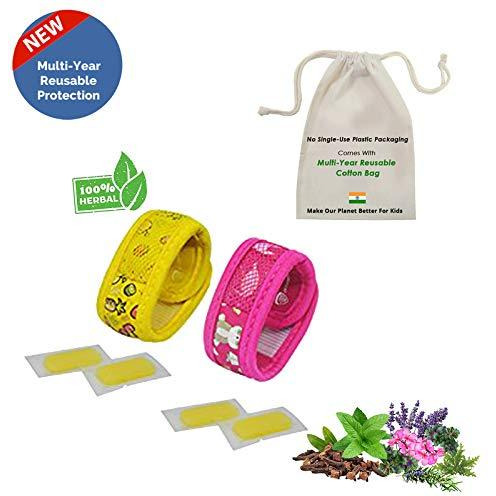 Safe-O-Kid Pack of 2 Fruit & Jungle Theme Mosquito Repellent Band with 4 Refills and 6 Anti Mosquito Patches (Size Pack of 2)