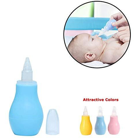 Safe-O-Kid Silicone Baby Nasal Aspirator Vacuum Sucker Instant Relief From Blocked Nose, Blue (Size Pack of 2)