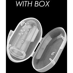 Safe-O-Kid- Extra Safe, Oral Hygiene, Transparent Silicone Finger Brush Tongue Cleaner for Baby Teething/Gums with Attractive Case (Size Pack of 1)