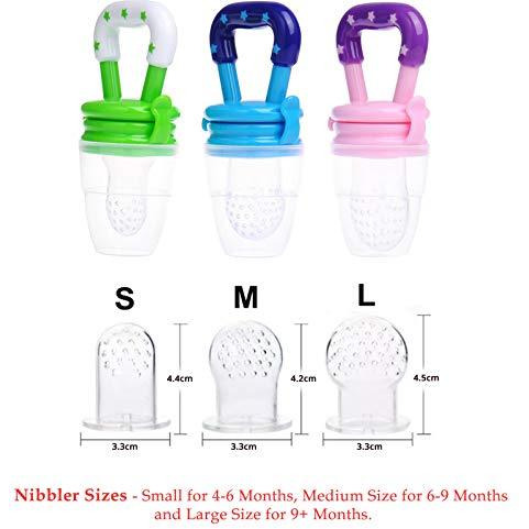 Safe-O-Kid- Pack of 2- High Quality, BPA Free, Veggie Feed Nibbler, Fruit Nibbler/Silicone Food, Soft Pacifier/Feeder for Baby (S Size for 4-6 Months Babies)- Blue (Size Pack of 2)