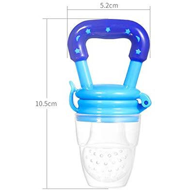Safe-O-Kid- Pack of 2- High Quality, BPA Free, Veggie Feed Nibbler, Fruit Nibbler/Silicone Food, Soft Pacifier/Feeder for Baby (S Size for 4-6 Months Babies)- Blue (Size Pack of 2)