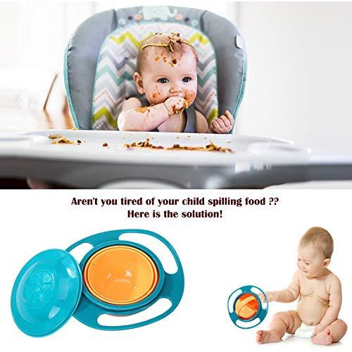 Safe-O-Kid 1 No Spill Gyro Bowl for Baby and Kids, 360 Degree Rotation Spill Proof Food Bowl, Orange and Green, Pack of 1 (Size Pack of 1)