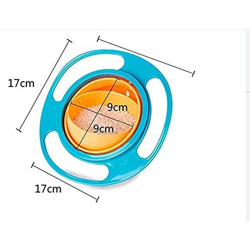 Safe-O-Kid 1 No Spill Gyro Bowl for Baby and Kids, 360 Degree Rotation Spill Proof Food Bowl, Orange and Green, Pack of 1 (Size Pack of 1)