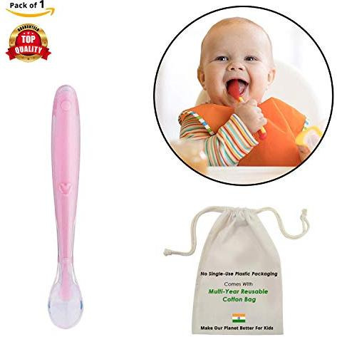 Safe-O-Kid 1 Soft Tip Silicone Spoon, Pink (Size Pack of 1)