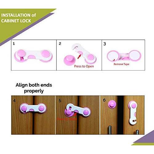 Safe-O-Kid Pack of 1 - Finger Injury Safety-Durable Child Safety Cabinet/Almirah Lock- Pink (Size Pack of 1)