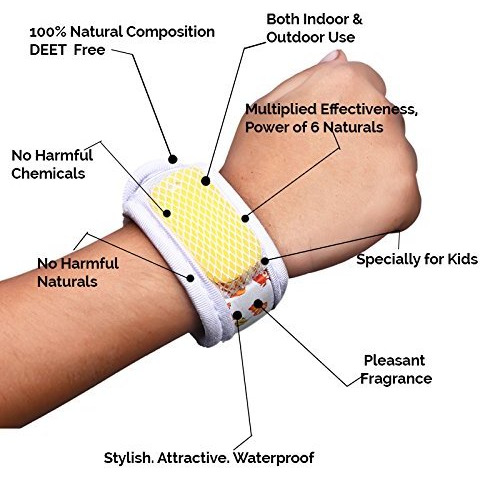 Safe-O-Kid Pack of 1 Aqua Theme Mosquito Repellent Band with 2 Refills and 6 Anti Mosquito Patches- Highly Effective Bands by Safe-O-Mos (Size Pack of 1)