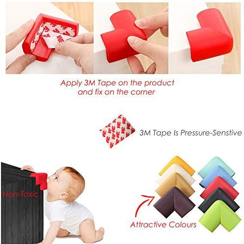Safe-O-Kid 8 Corner Guards/Cushions/Bumpers/Protector, L-Shaped, Small, for Child Safety & Babyproofing, Brown, Pack of 8 (Size Pack of 8)