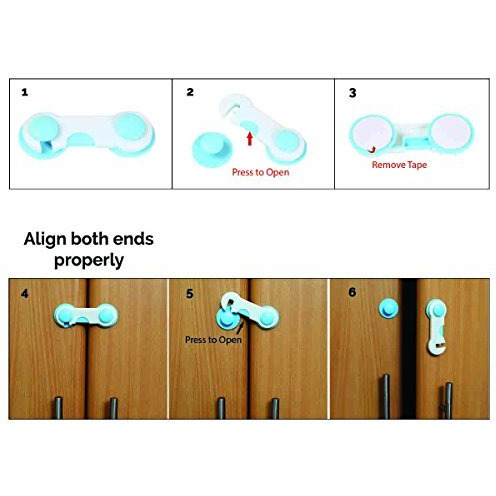 Safe-O-Kid - (Pack of 16) - Easy to Use, Durable, Colorful Child Proof Cabinet Lock
