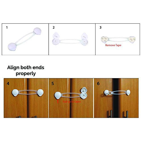 Safe-O-Kid - Pack of 4 - High Quality, 2-Side Open Long Multi-Purpose Appliance Lock - White