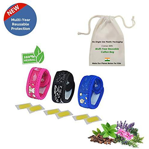 Safe-O-Kid Pack of 3 SUGARTOWN & Jungle & Space Theme Mosquito Repellent Band with 6 Refills and 6 Anti Mosquito Patches- Highly Effective Bands by Safe-O-Mos (Size Pack of 3)