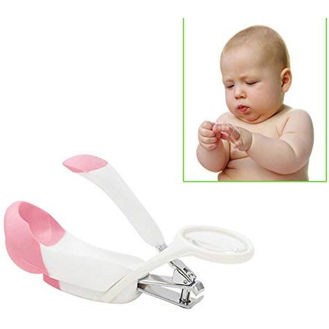 Safe-O-Kid 1 Safe and Gentle Nail Clipper with Magnifier, Pack of 1, Pink (Size Pack of 1)